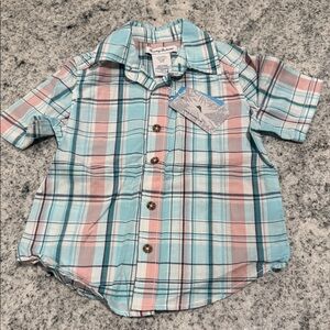 Tommy Bahama Kids Plaid Shirt in Blue and Pink